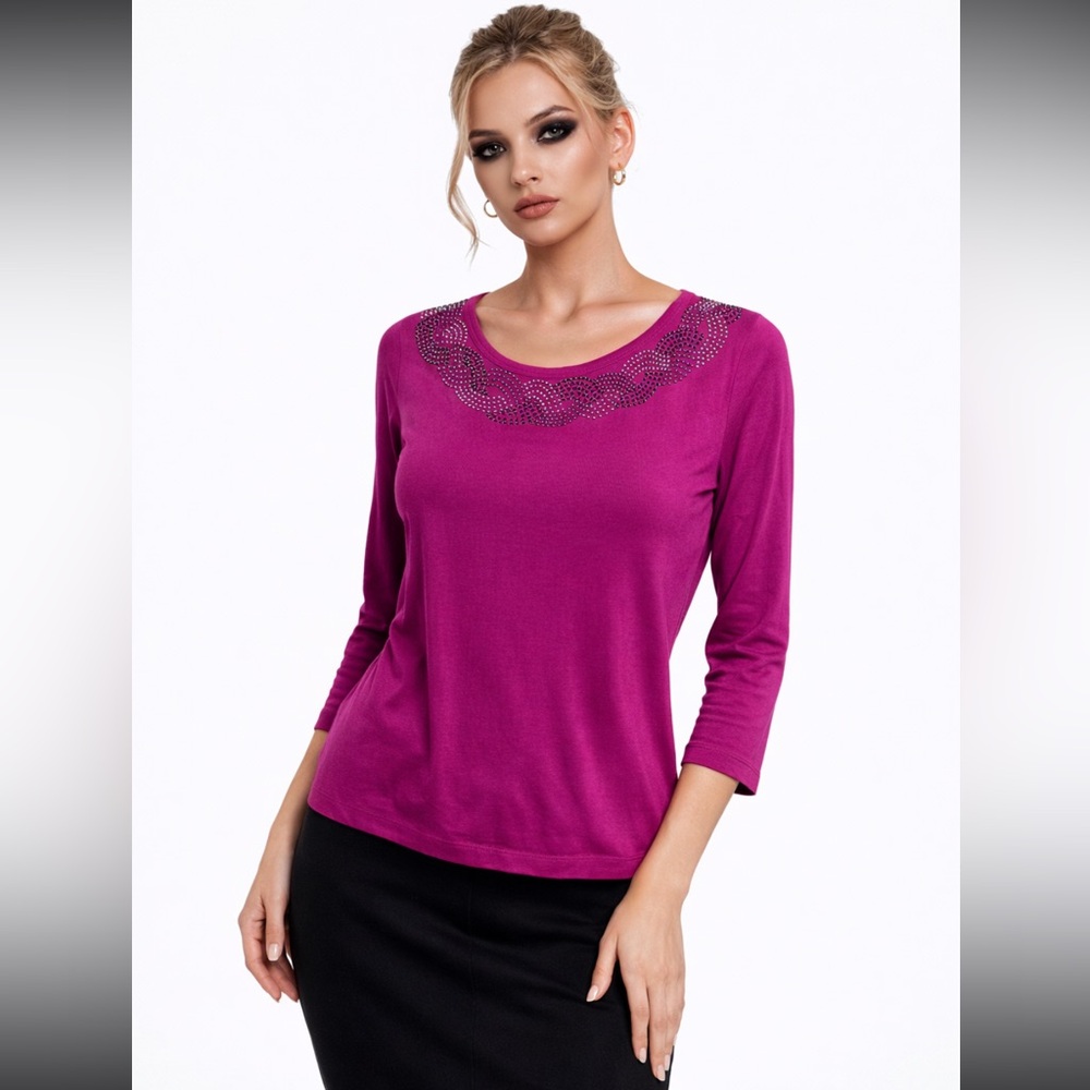 St. John fushia embellished top